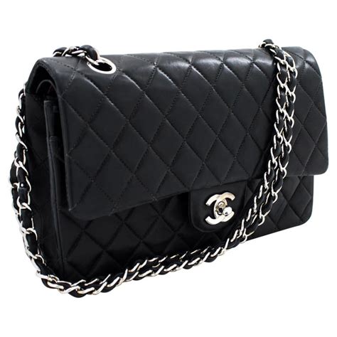 chanel black bag with silver chain|chanel black bags classic quilted.